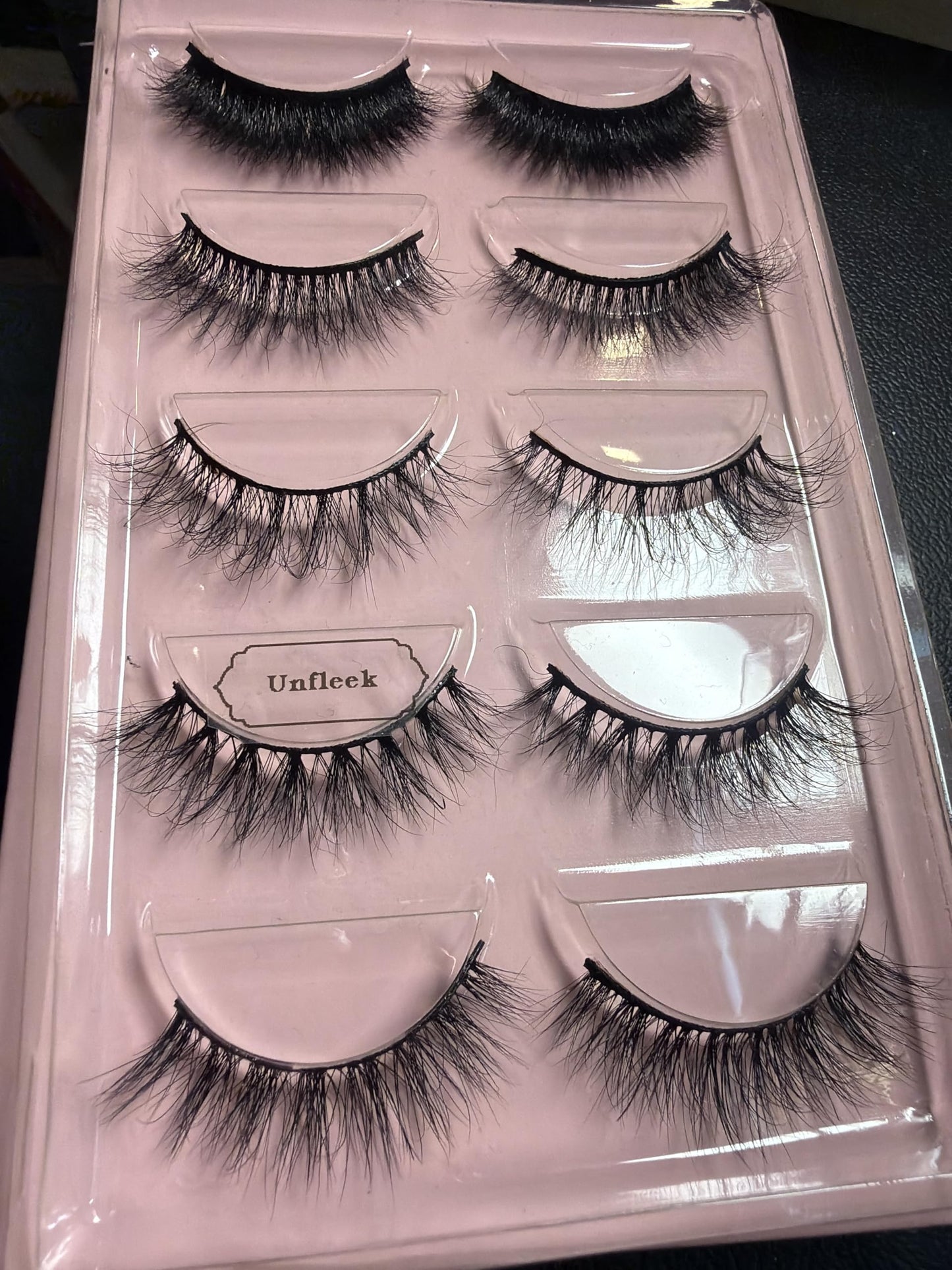 Unfleek 3D Mink False Eyelashes, Dramatic Volume, Fluffy Natural Look, Reusable Fake Lashes, 5 Pairs