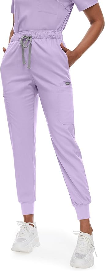 Scrubs for Women Set Women's V-Neck Top & Jogger Scrub Pants Uniform with 8 Pockets