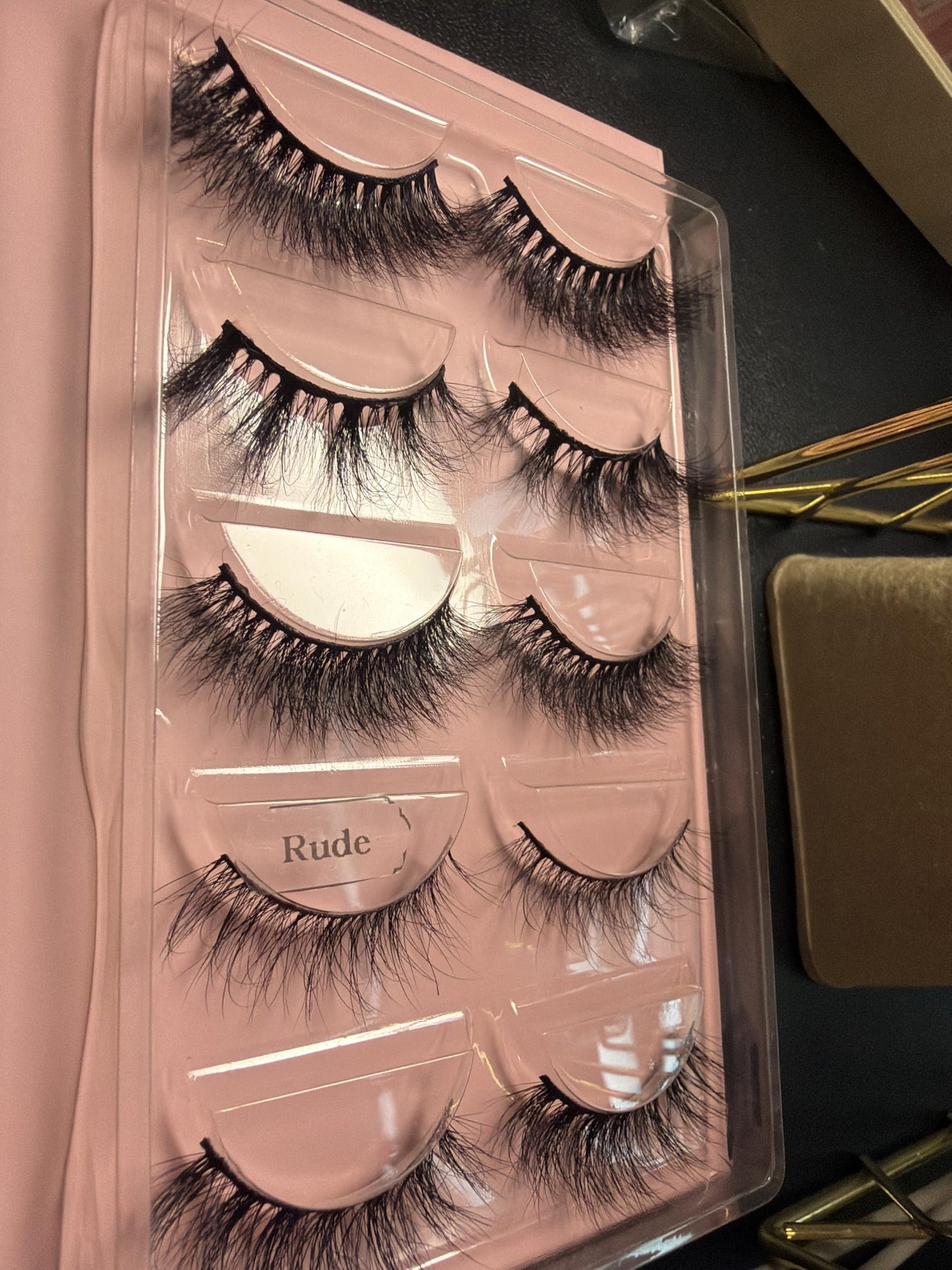 Rude 25mm 3D Mink False Eyelashes, Dramatic Fluffy Long Lashes, Multi-Pack, Natural Black, Reusable Luxury Falsies,5 pairs