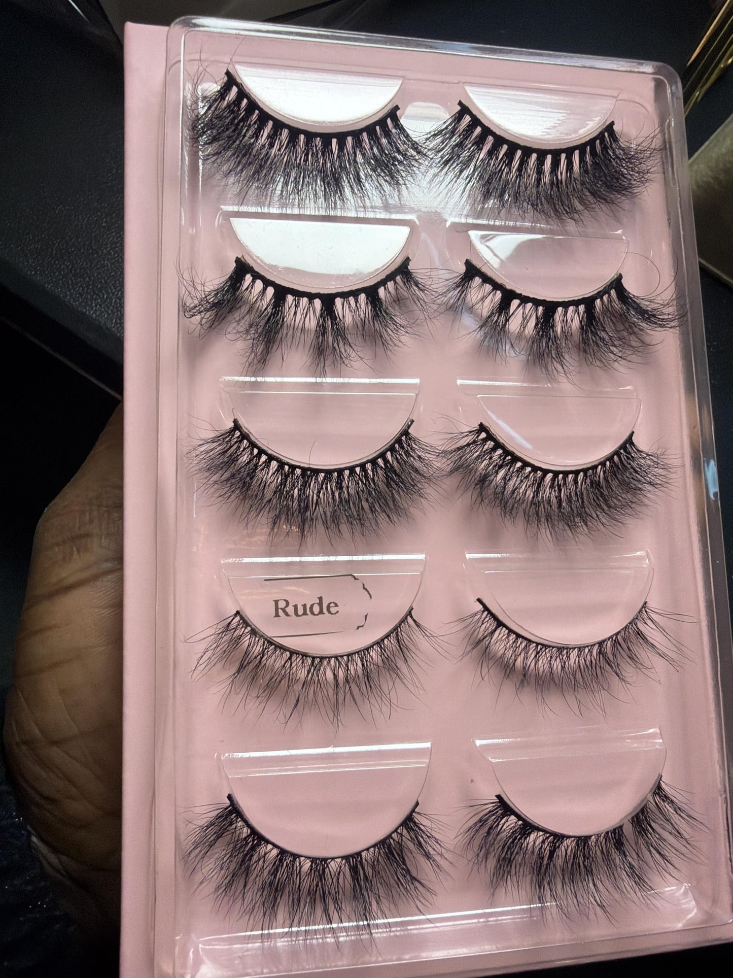 Rude 25mm 3D Mink False Eyelashes, Dramatic Fluffy Long Lashes, Multi-Pack, Natural Black, Reusable Luxury Falsies,5 pairs