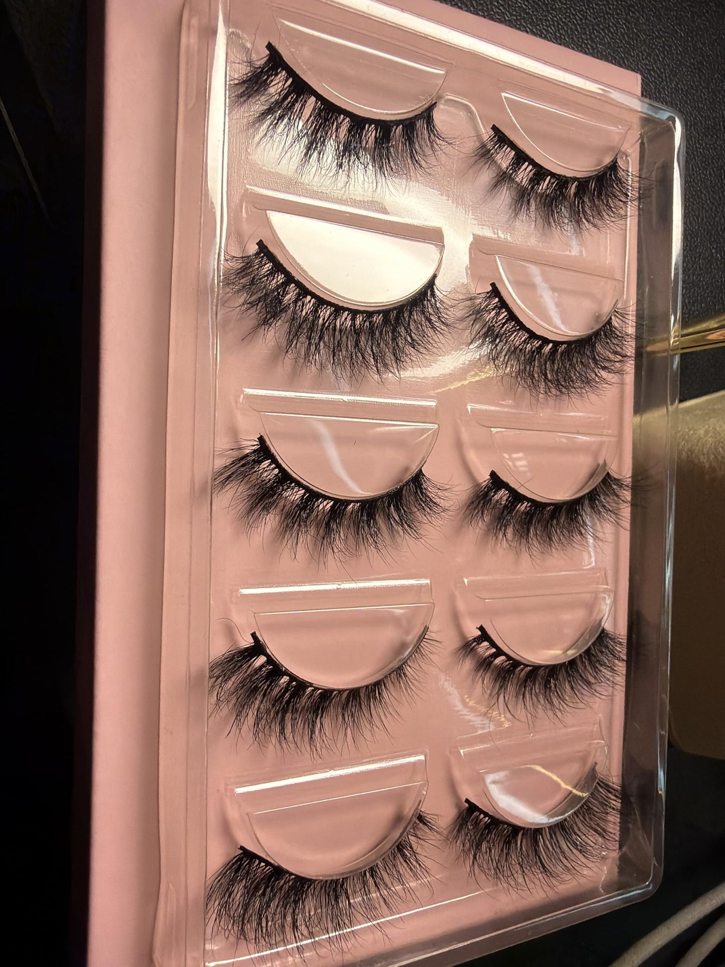 3D Mink False Eyelashes, Dramatic Fluffy Long Lashes, 5 Pairs, Natural Black, Reusable Handmade Strip Lashes
