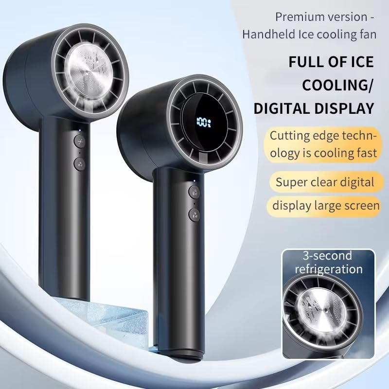 PlayHot Portable Handheld Turbo Fan, 5 Gear Wind, Battery Operated, Up to 20 Working Hours, 3 IN 1 Hand Fan with Air Turbo Tech Cooling Fan for Outdoor Activities, Travel, Working(White)