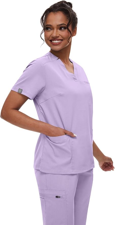Scrubs for Women Set Women's V-Neck Top & Jogger Scrub Pants Uniform with 8 Pockets