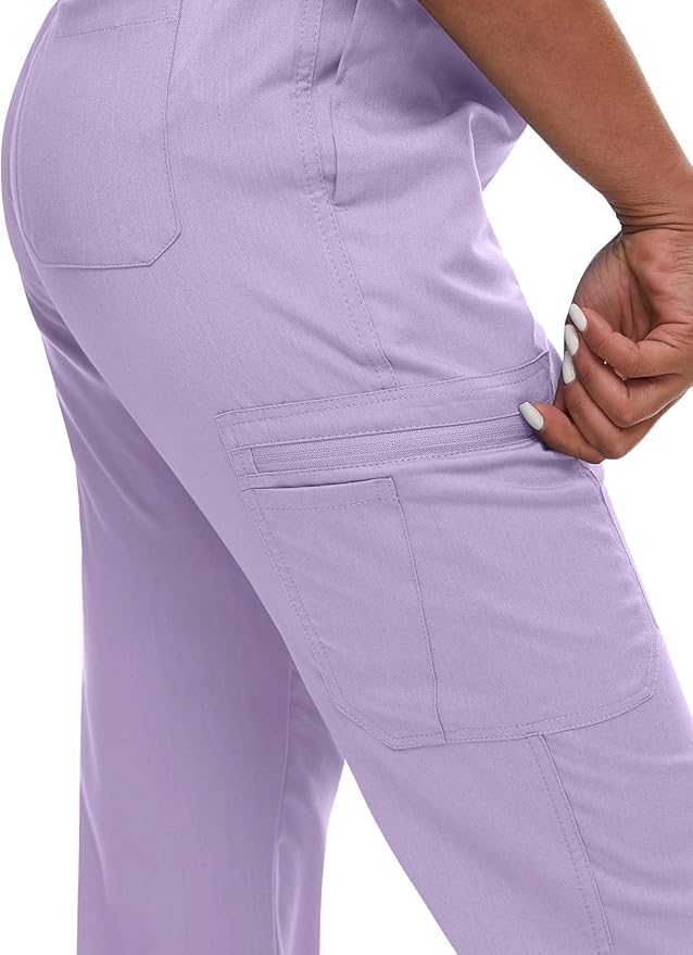 Scrubs for Women Set Women's V-Neck Top & Jogger Scrub Pants Uniform with 8 Pockets