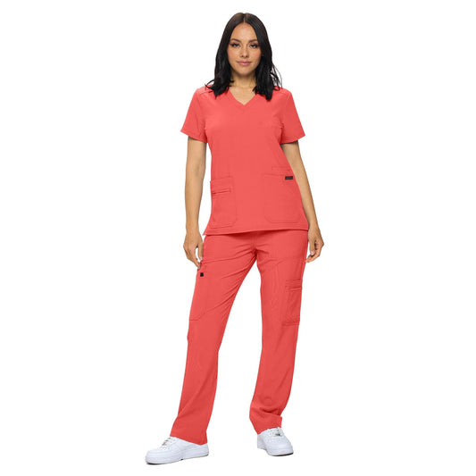 Monarch Uniforms Scrub Sets - Regular & Petite Stretchy Scrubs for Women - Set of Top & Pants