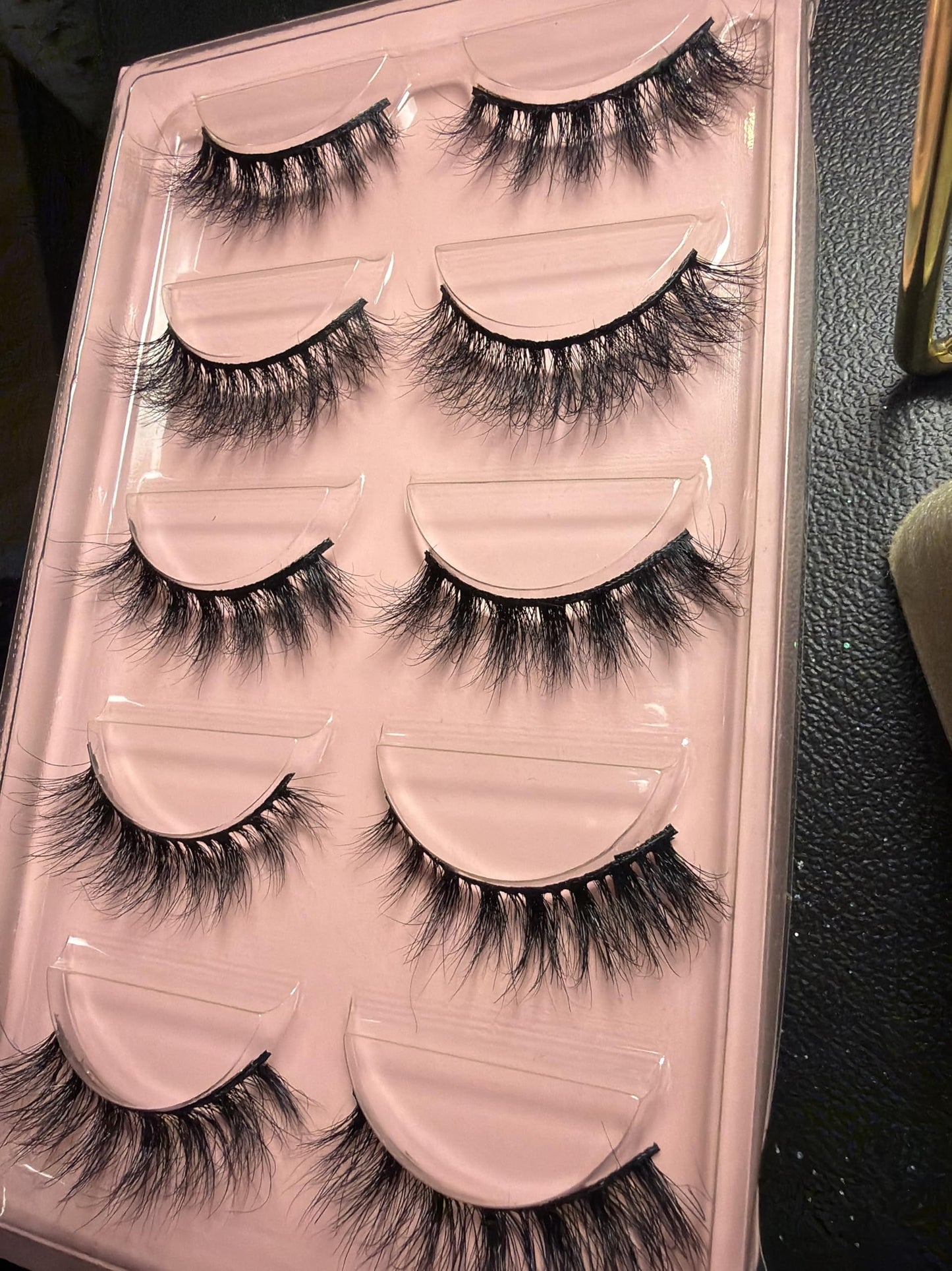 3D Mink False Eyelashes, Dramatic Fluffy Long Lashes, 5 Pairs, Natural Black, Reusable Handmade Strip Lashes